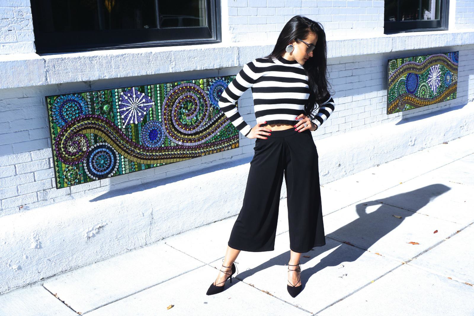 Black and White, Stripes, Culottes, Forever21